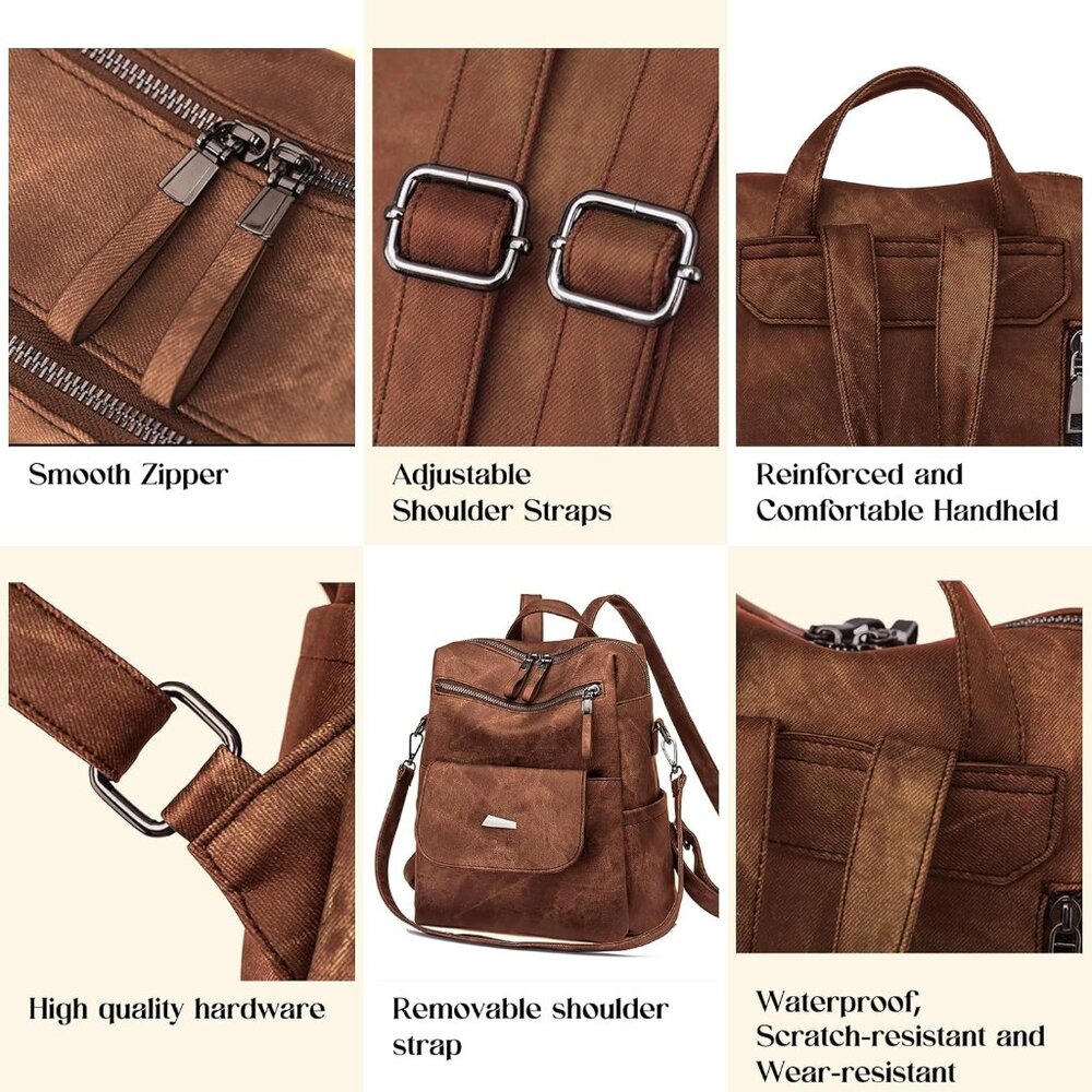 Versatile Small Leather Backpack Purse - Waterpro… - image 6